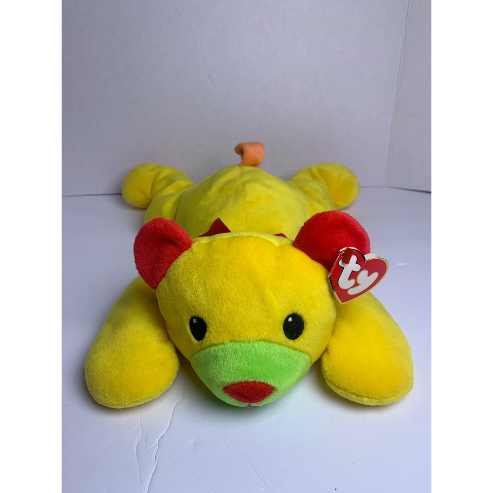 Ty Beanie Buddies Groovy the Bear Yellow Vintage Plush Stuffed Animal 1999 12"